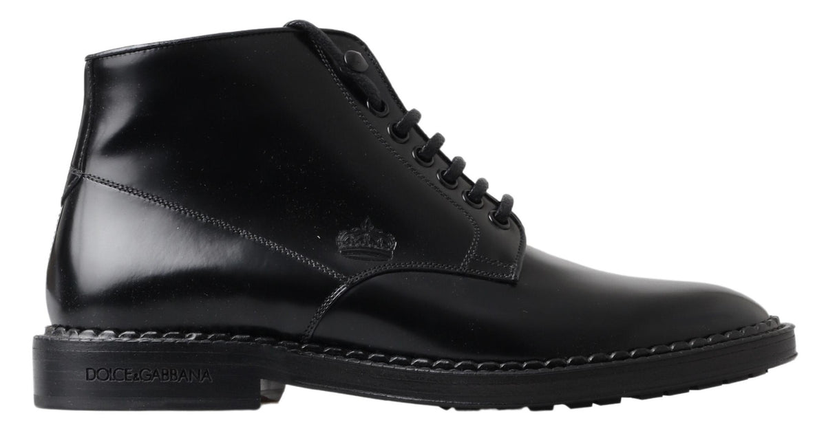 Bottes élégantes en cuir noir pour hommes Dolce &amp; Gabbana