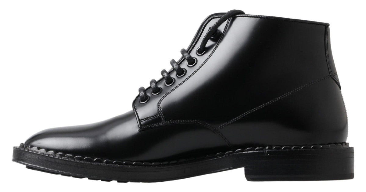 Bottes élégantes en cuir noir pour hommes Dolce &amp; Gabbana