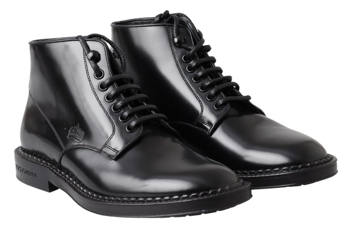 Botas elegantes de cuero negro para hombre de Dolce &amp; Gabbana