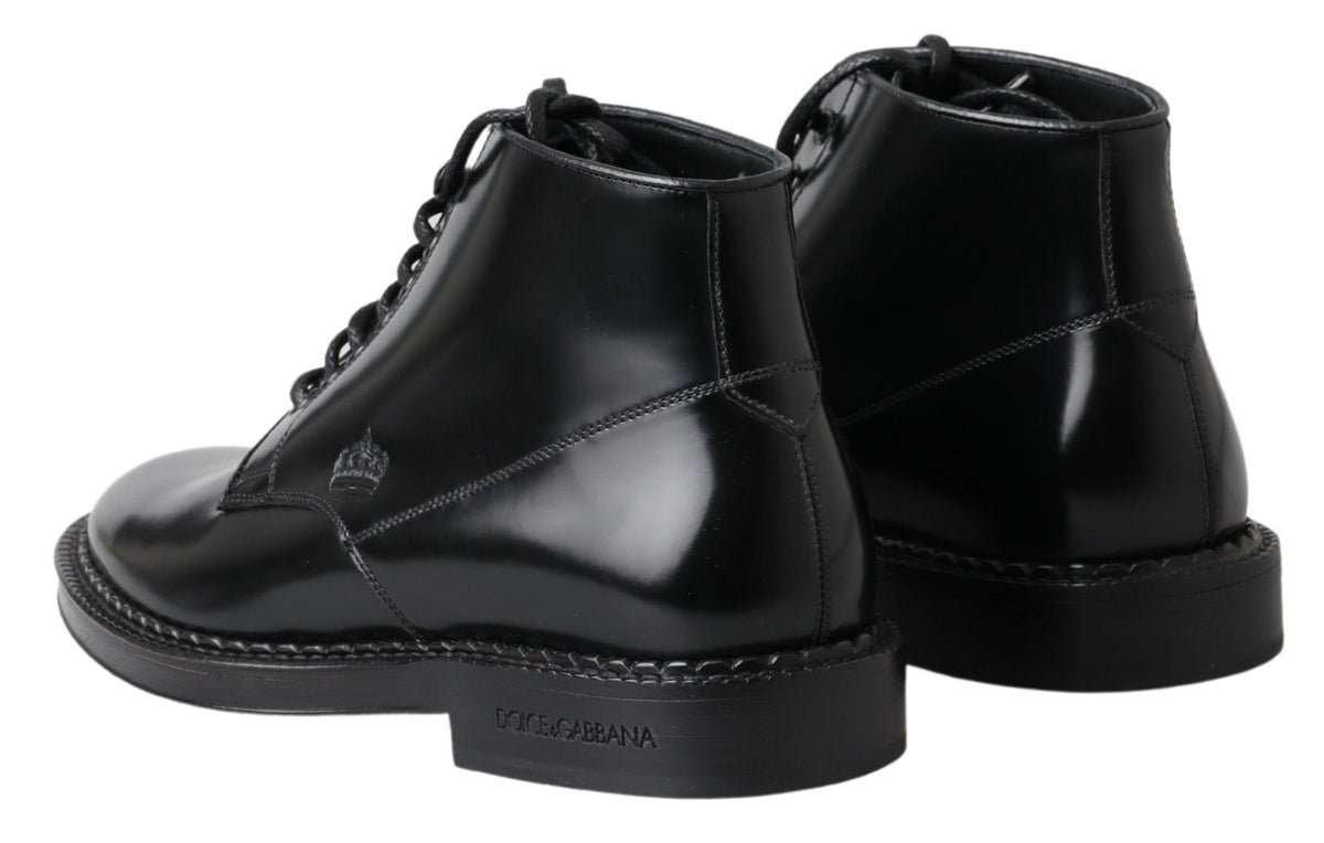 Botas elegantes de cuero negro para hombre de Dolce &amp; Gabbana