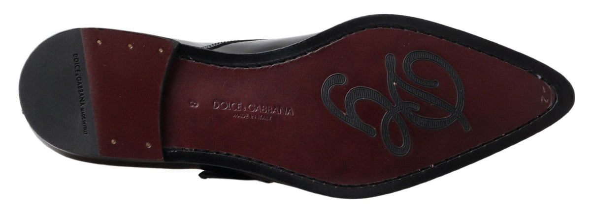 Zapatos elegantes con hebilla de cuero negro de Dolce &amp; Gabbana