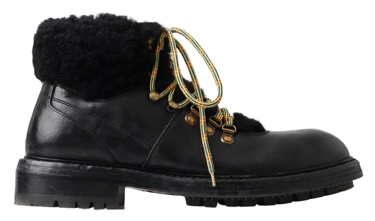 Bottes en cuir pour hommes Dolce &amp; Gabbana élégantes de style shearling