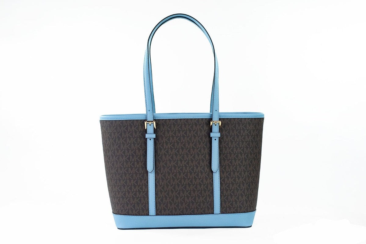 Bolso tote de hombro de PVC en color azul pálido y marrón Jet Set Travel de Michael Kors