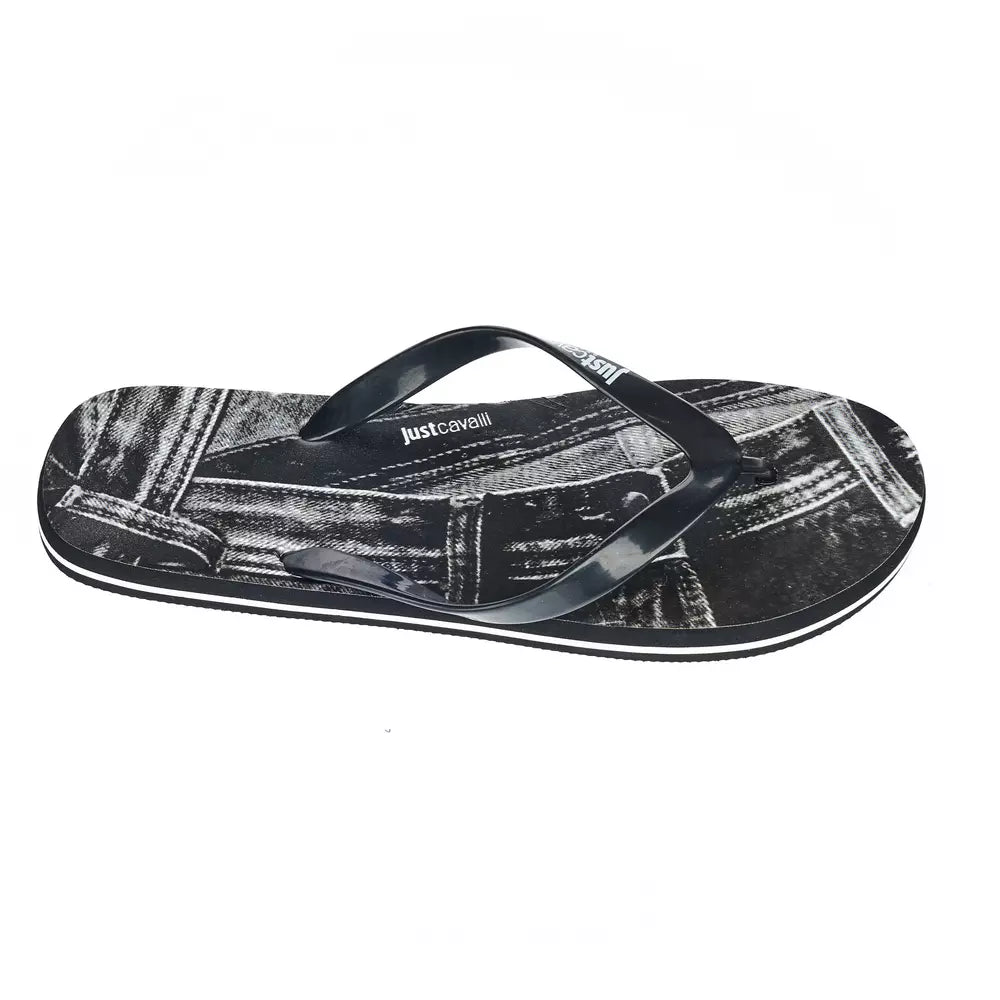 Chanclas elegantes con logotipo negro de Just Cavalli para hombre