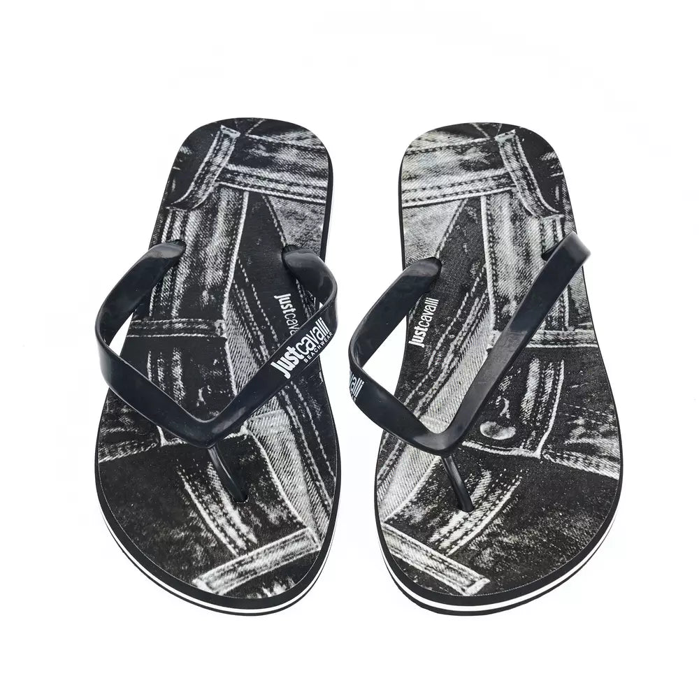 Chanclas elegantes con logotipo negro de Just Cavalli para hombre