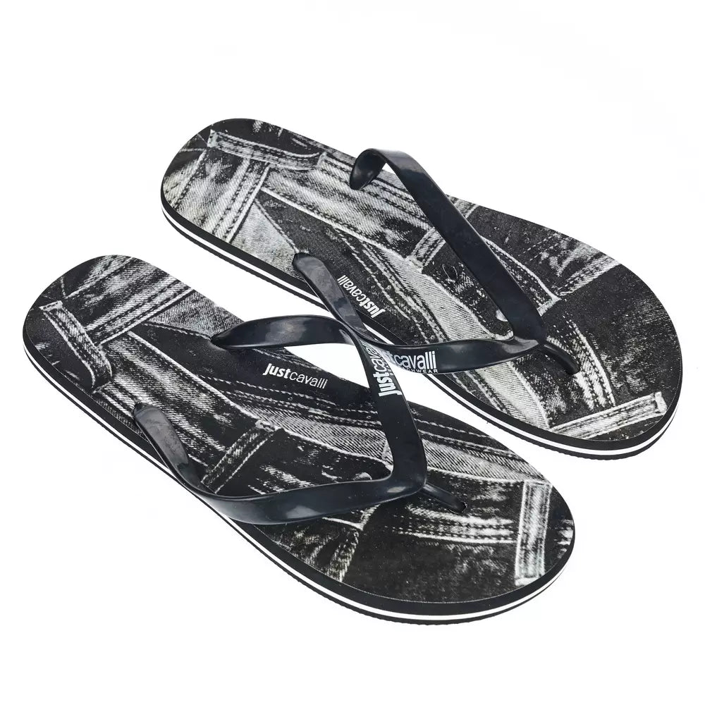 Chanclas elegantes con logotipo negro de Just Cavalli para hombre