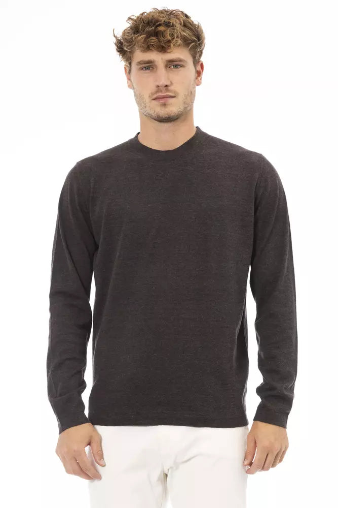 Pull ras du cou élégant marron Alpha Studio pour homme