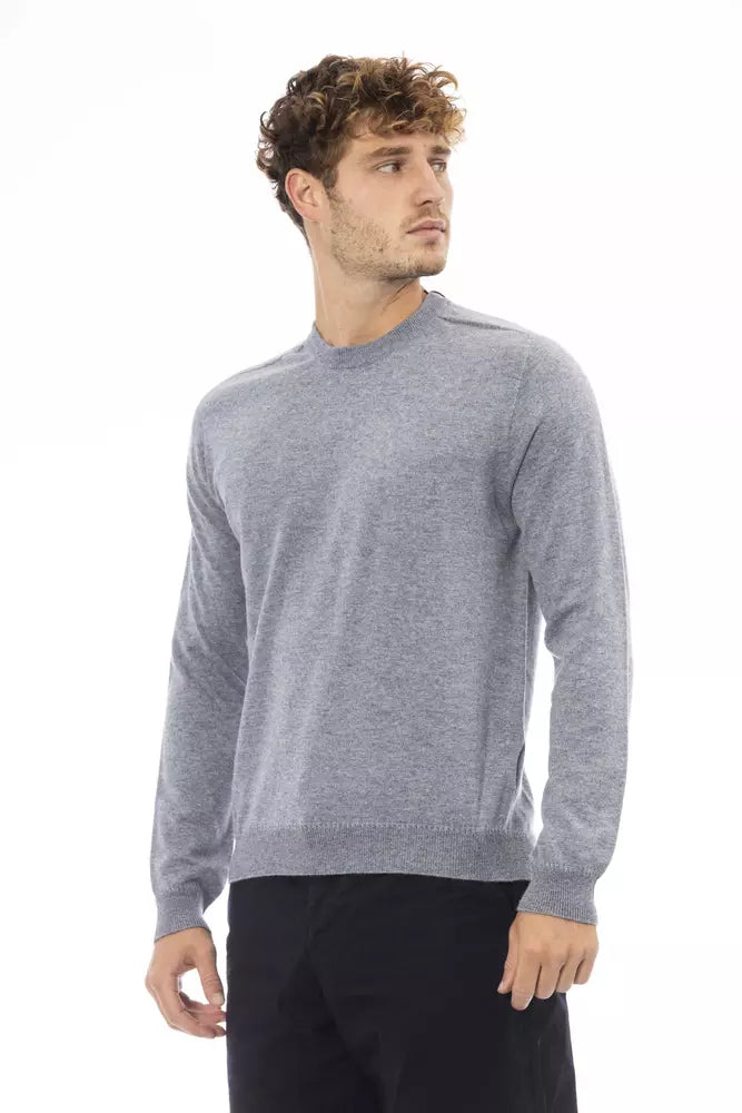 Alpha Studio Light Blue Viscose Men Sweater