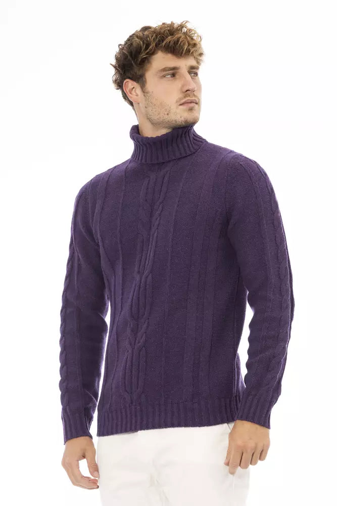 Pull à col roulé violet élégant Alpha Studio pour homme