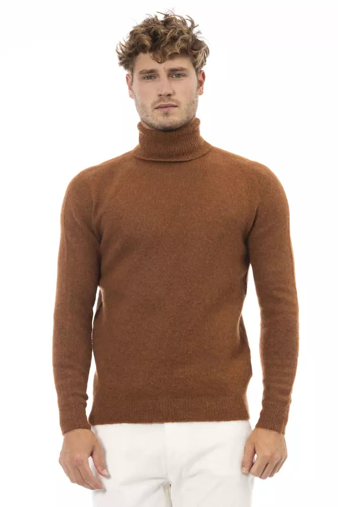 Alpha Studio Brown Alpaca Men Sweater