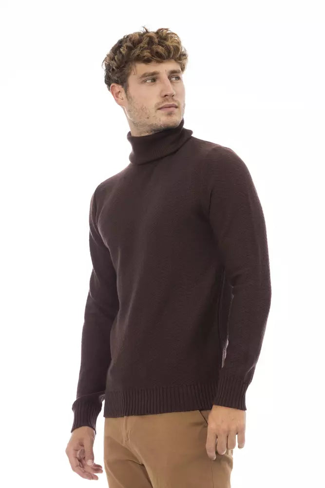 Suéter de cuello alto de lana merino Alpha Studio - Marrón elegante