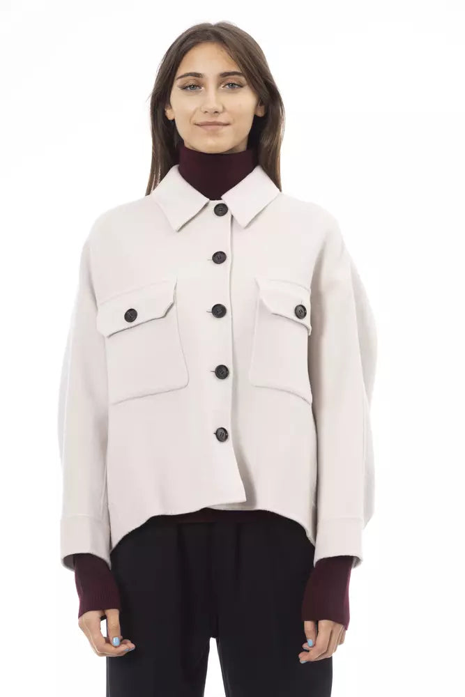 Veste chemise blanche en laine chic Alpha Studio