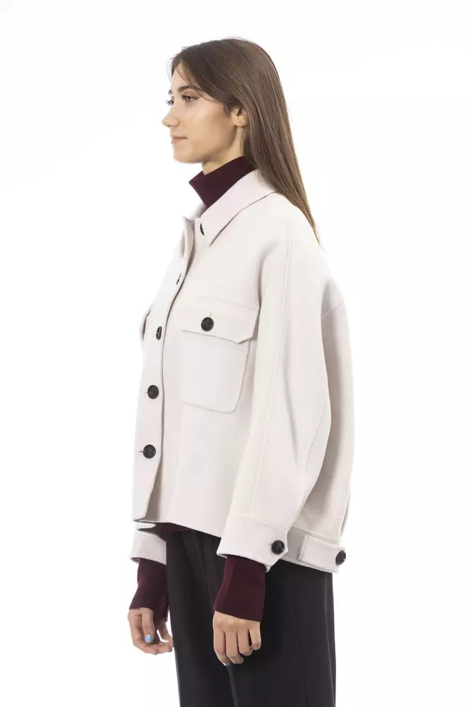 Veste chemise blanche en laine chic Alpha Studio