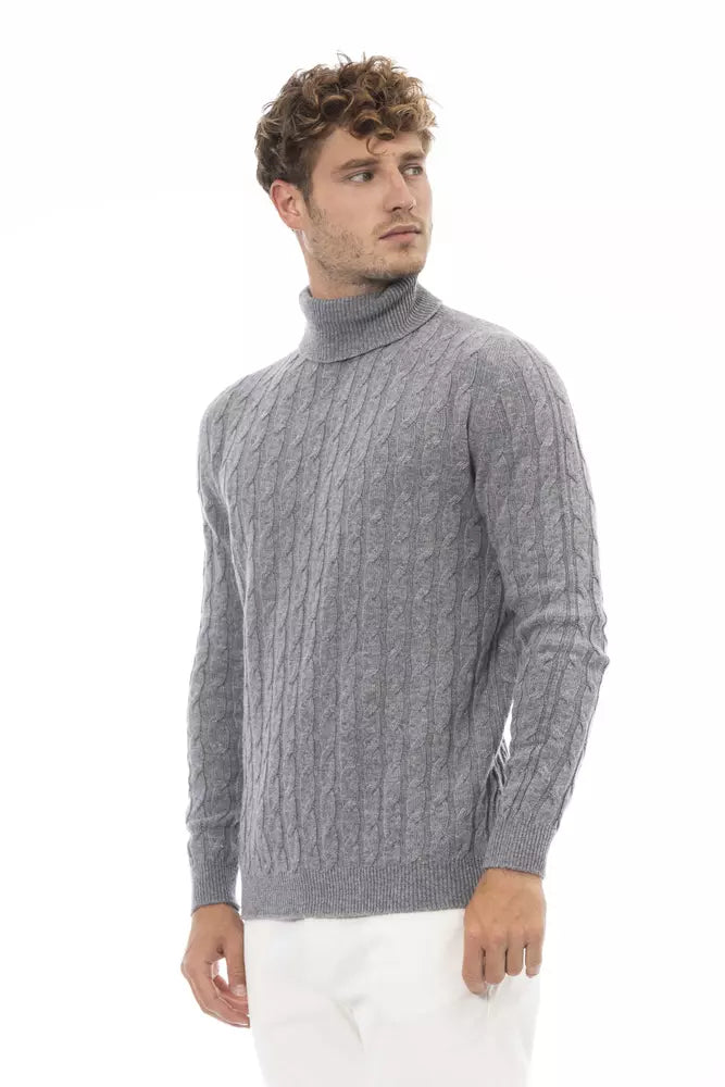 Pull col roulé gris élégant pour homme Alpha Studio