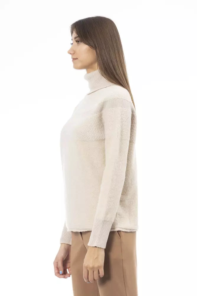 Pull col roulé beige élégant Alpha Studio