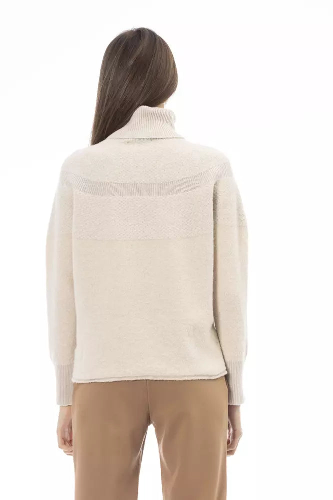 Pull col roulé beige élégant Alpha Studio