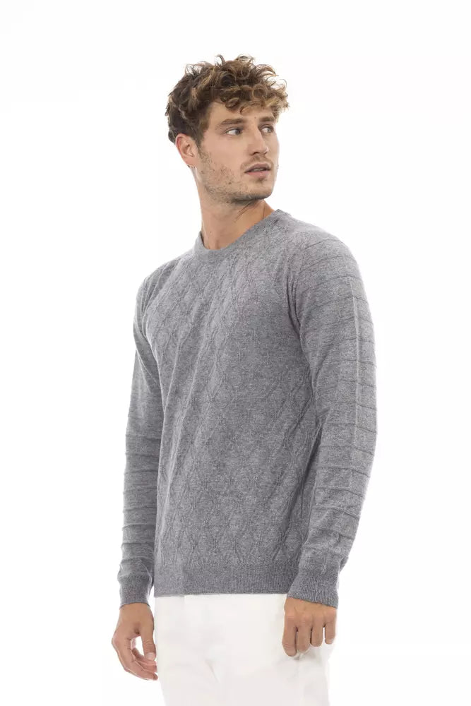 Pull ras du cou gris élégant Alpha Studio en mélange de luxe