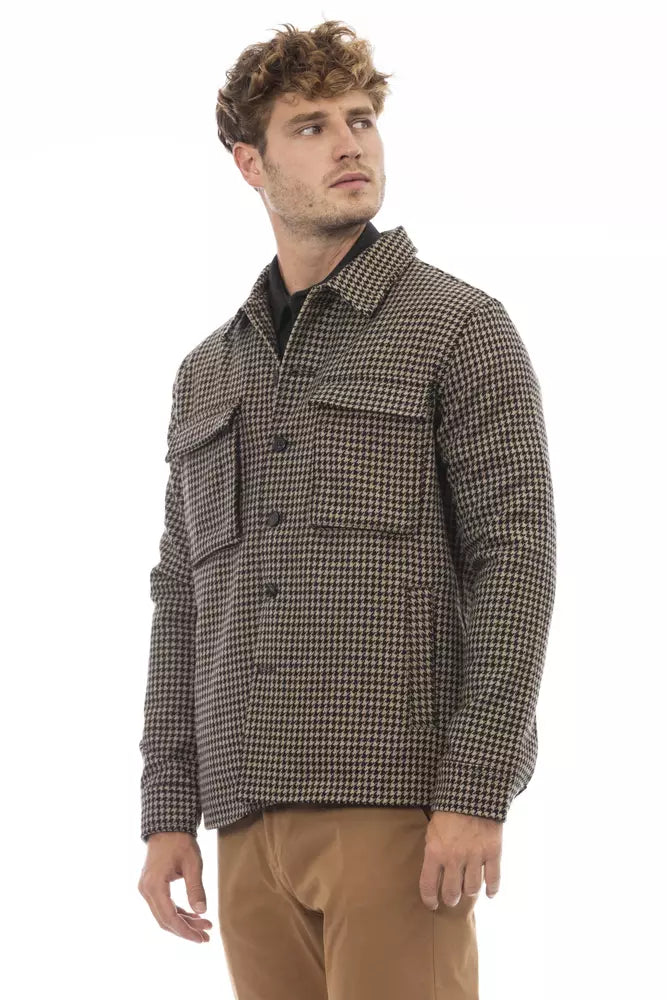 Veste chemise élégante en laine mélangée pied-de-poule Alpha Studio