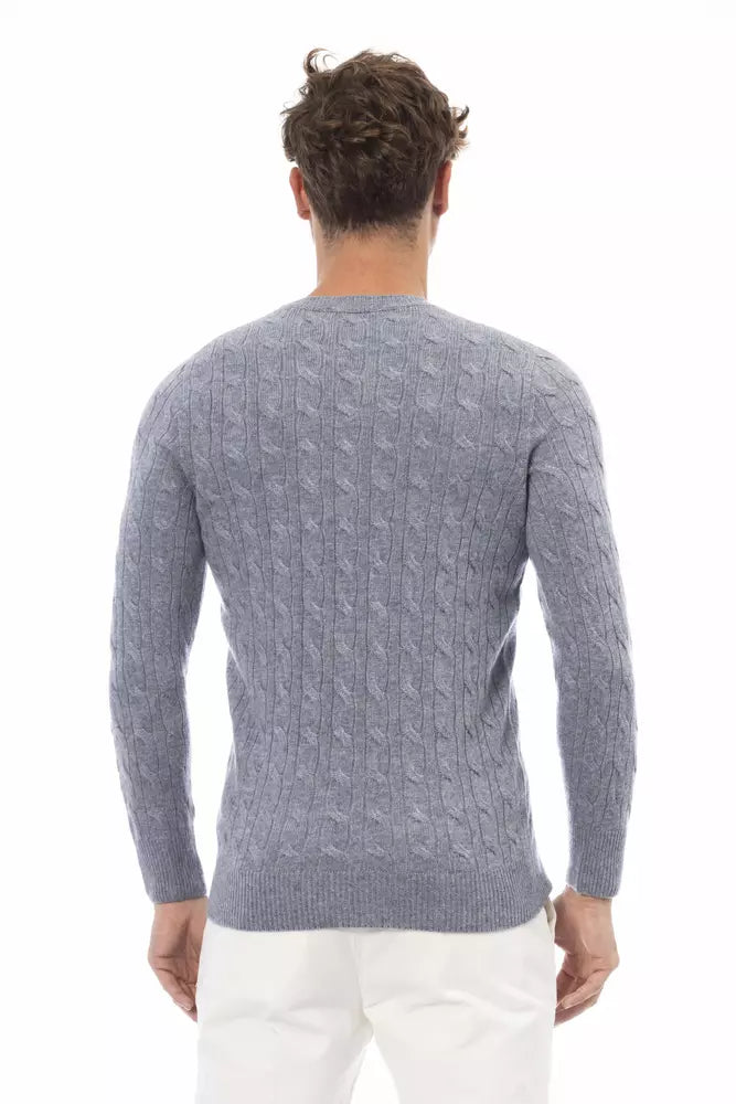 Alpha Studio Light Blue Viscose Men Sweater