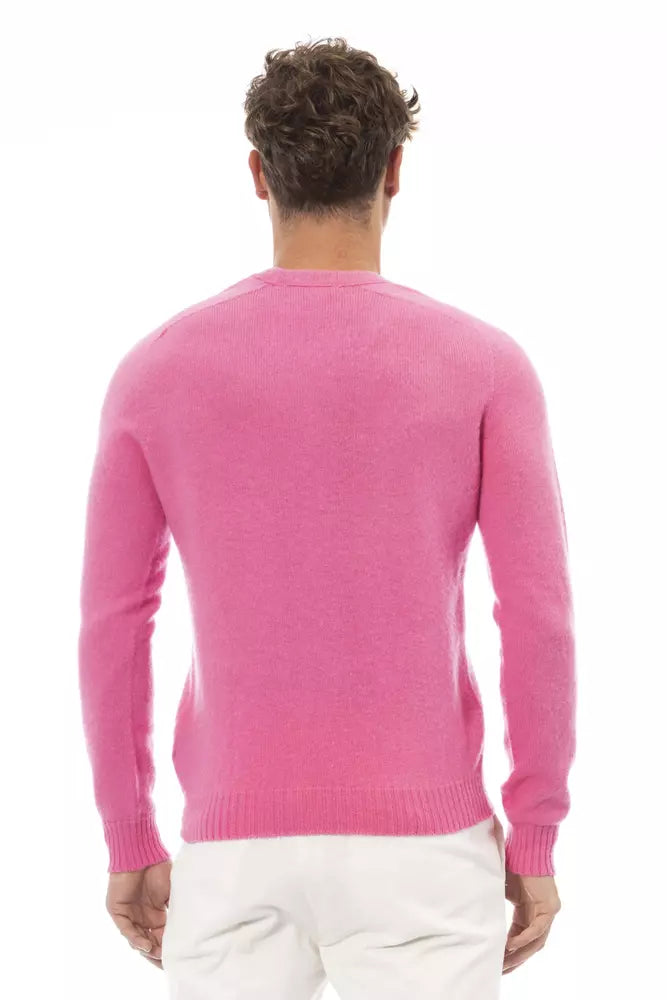 Alpha Studio Pink Wool Men Sweater