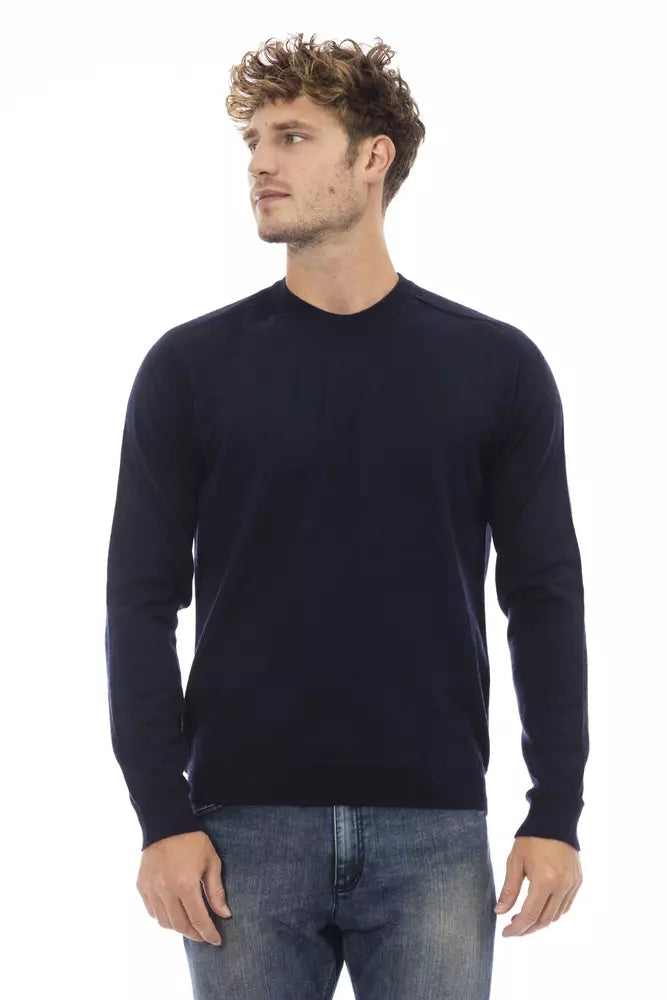 Pull ras du cou bleu élégant Alpha Studio pour homme