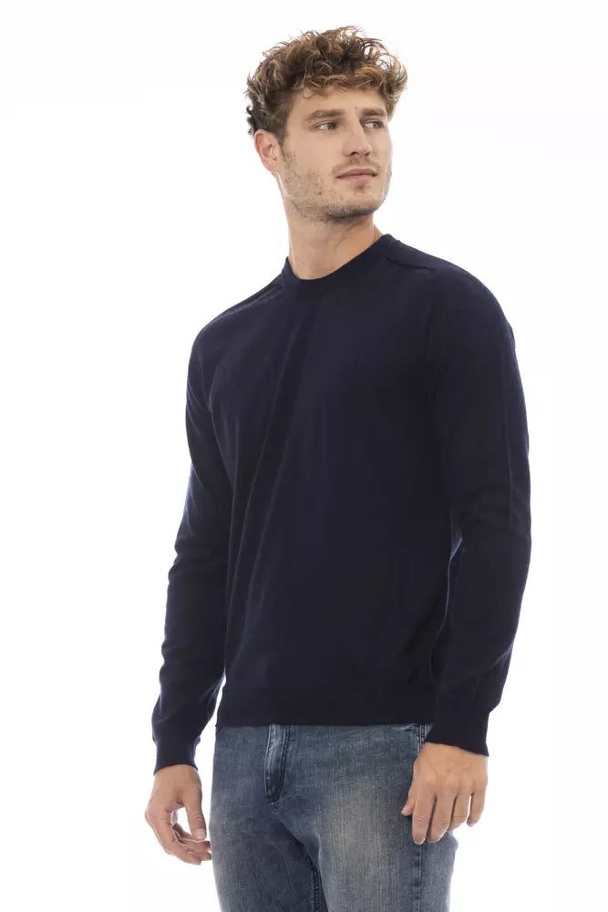 Pull ras du cou bleu élégant Alpha Studio pour homme