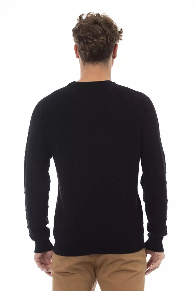 Alpha Studio Black Viscose Men Sweater