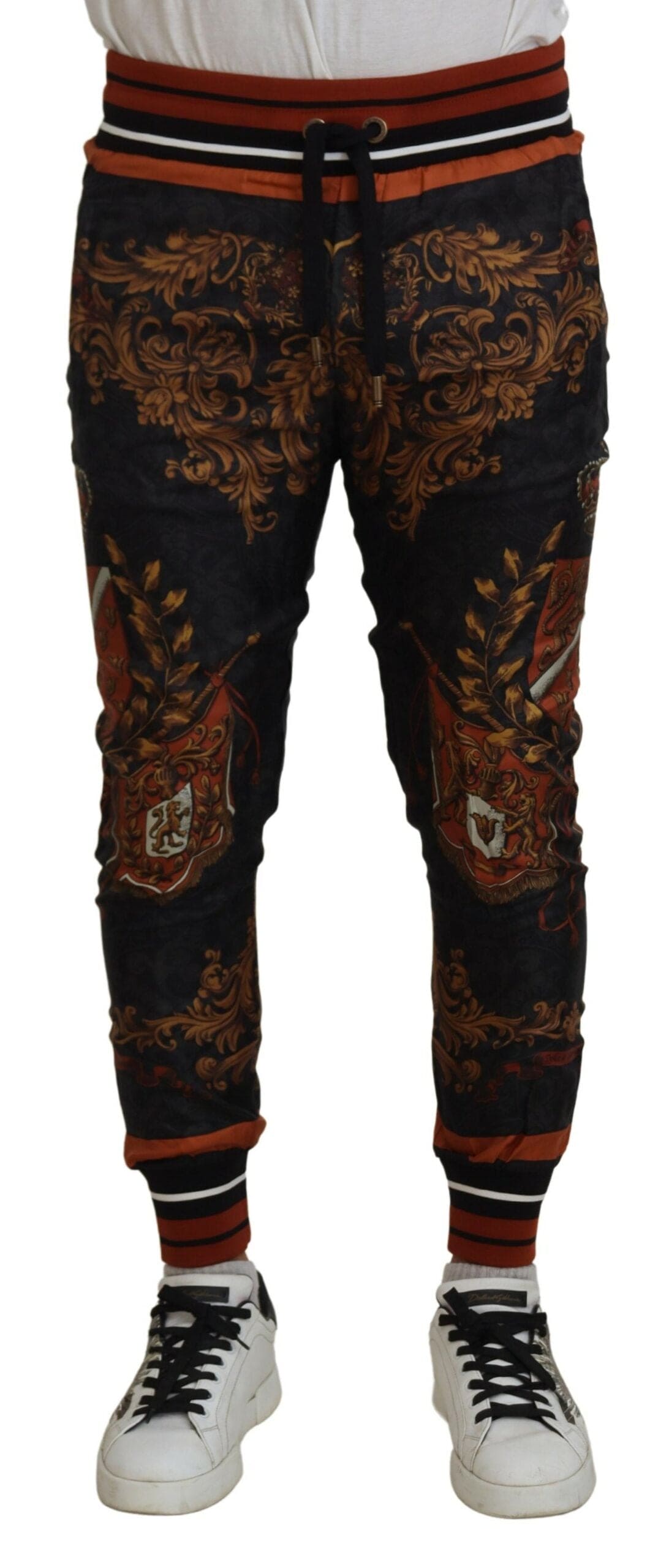 Pantalon de survêtement en soie à couronne baroque Dolce &amp; Gabbana