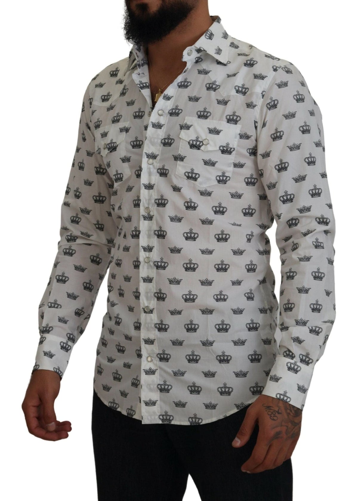 Camisa de vestir con estampado de corona y corte entallado de Dolce &amp; Gabbana