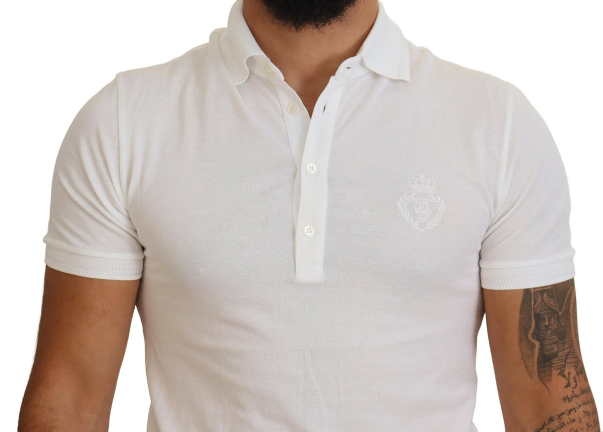 Polo élégant en coton mélangé blanc Dolce &amp; Gabbana