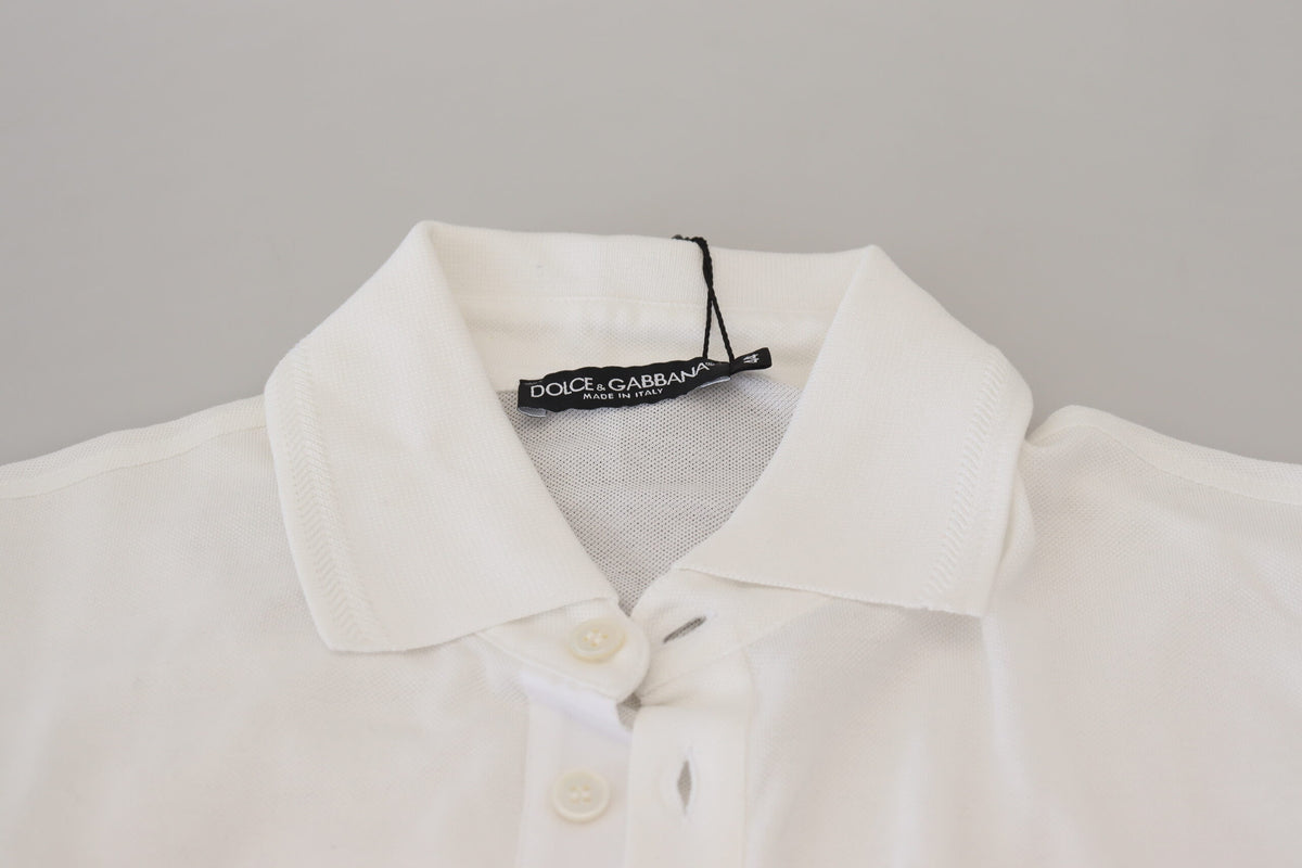 Polo élégant en coton mélangé blanc Dolce &amp; Gabbana