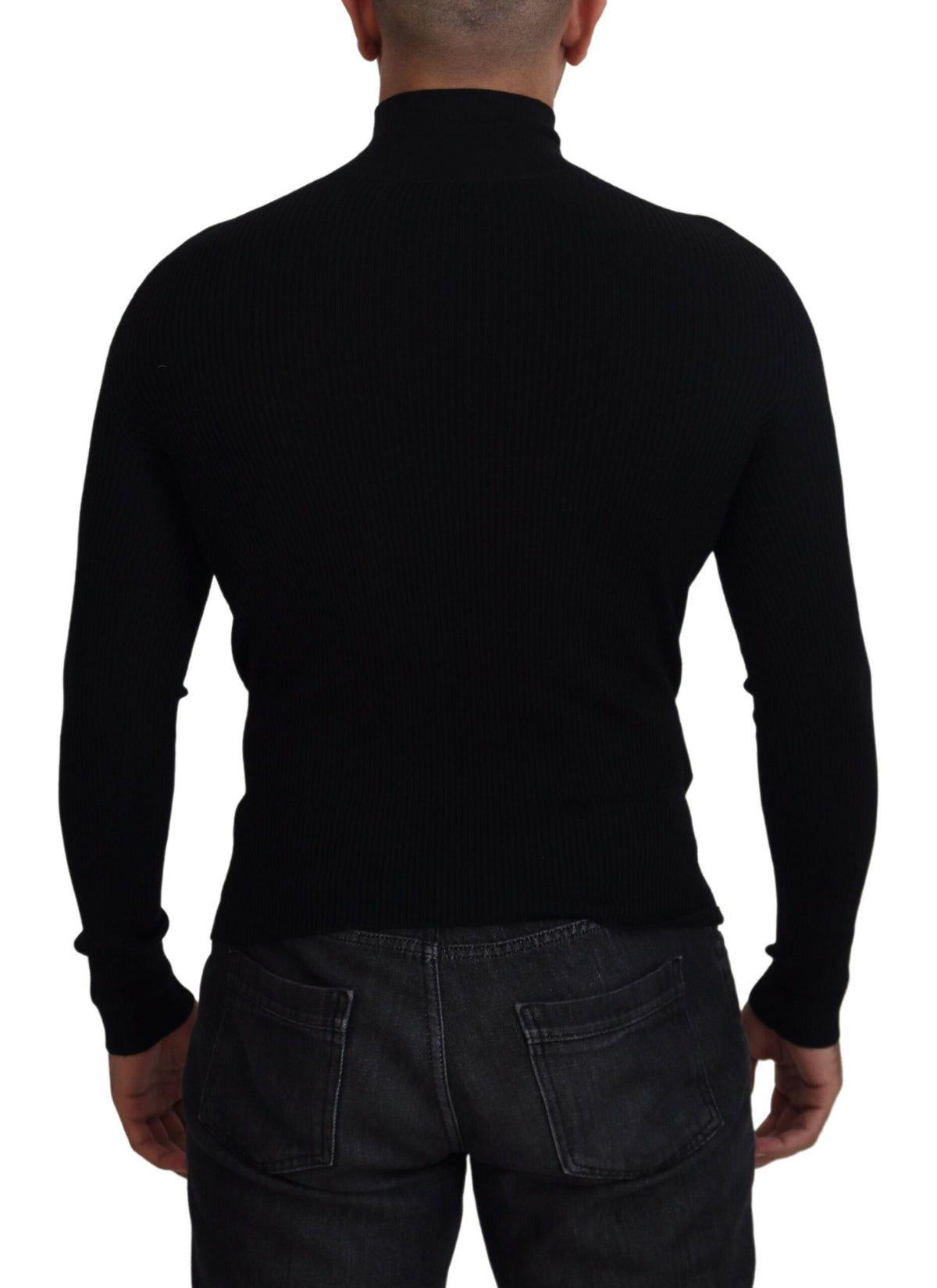 Dolce & Gabbana Elegant Black Wool Half Zip Turtleneck Sweater