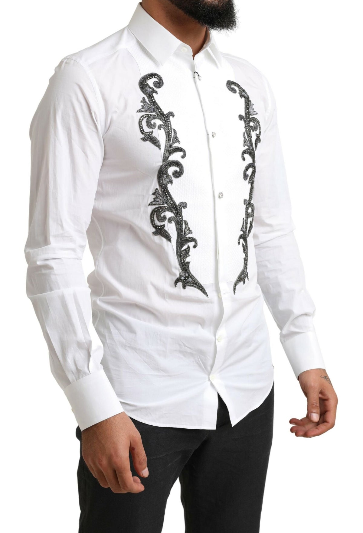 Chemise de smoking slim fit de créateur italien Dolce &amp; Gabbana