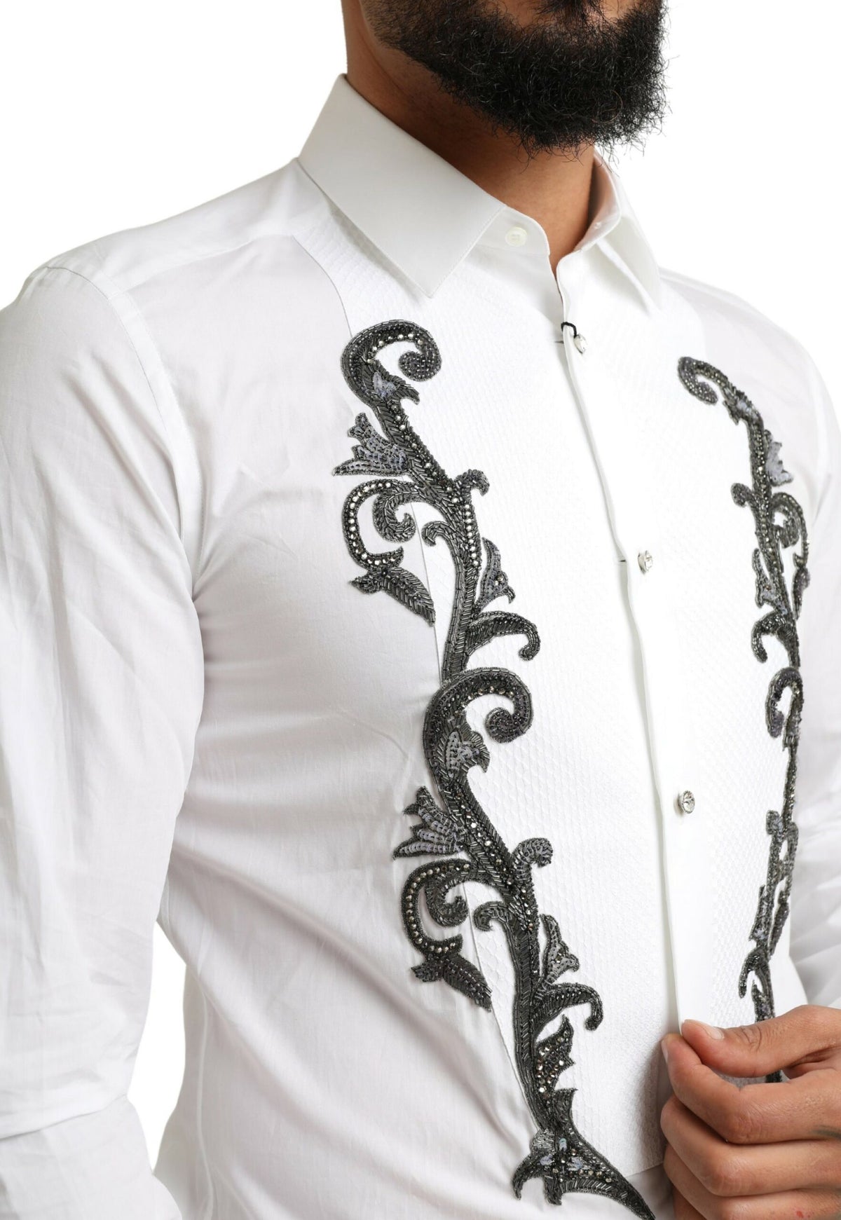 Camisa de esmoquin de corte entallado de diseño italiano Dolce &amp; Gabbana