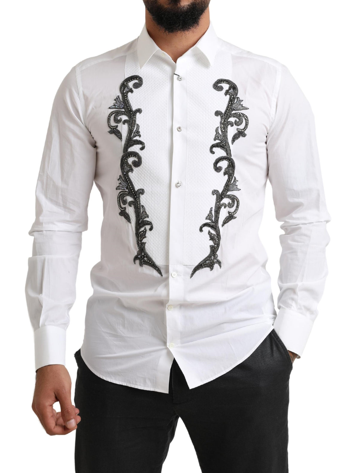 Chemise de smoking slim fit de créateur italien Dolce &amp; Gabbana