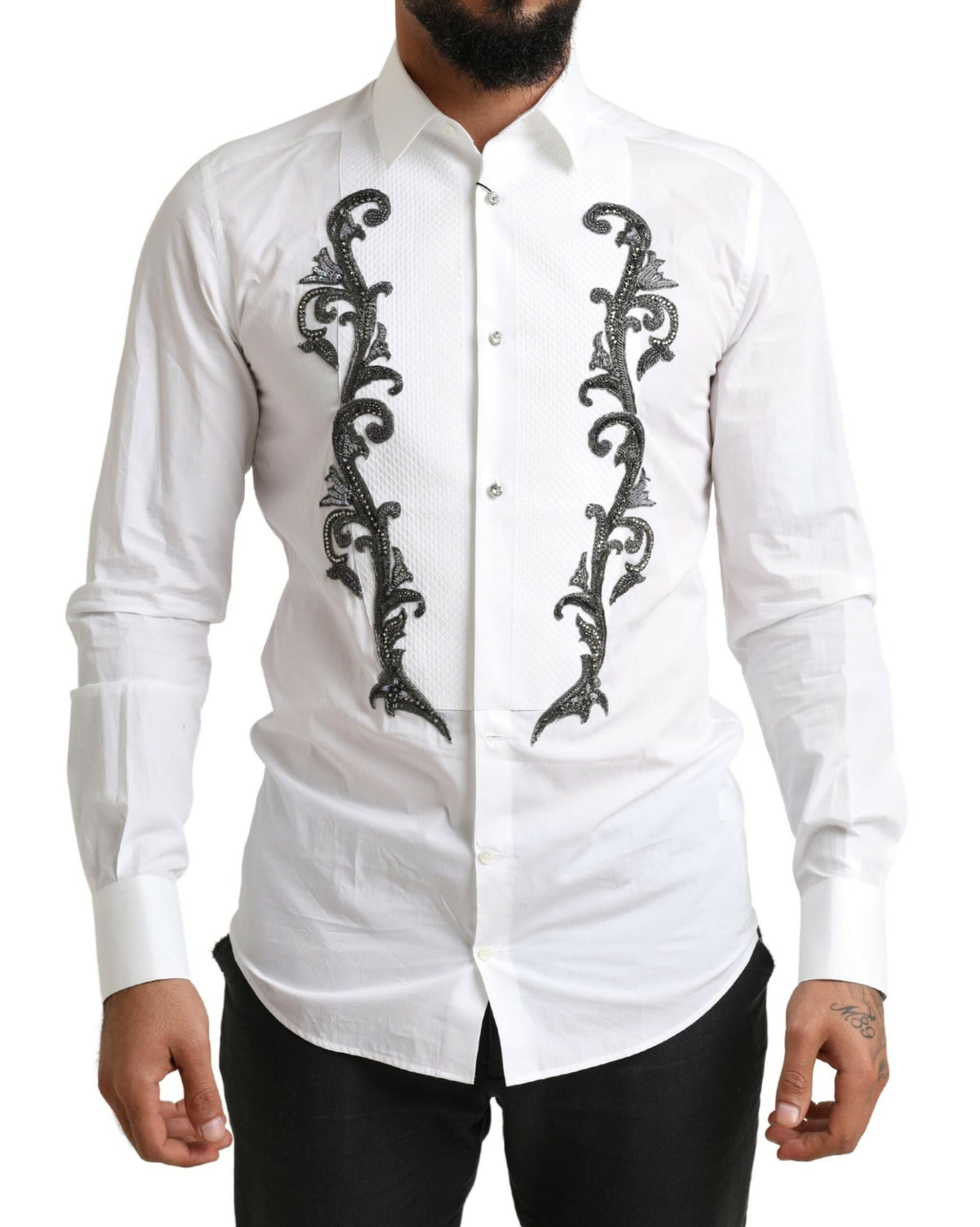 Camisa de esmoquin de corte entallado de diseño italiano Dolce &amp; Gabbana