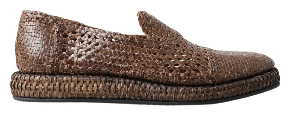 Mocassins élégants en cuir Dolce &amp; Gabbana en marron