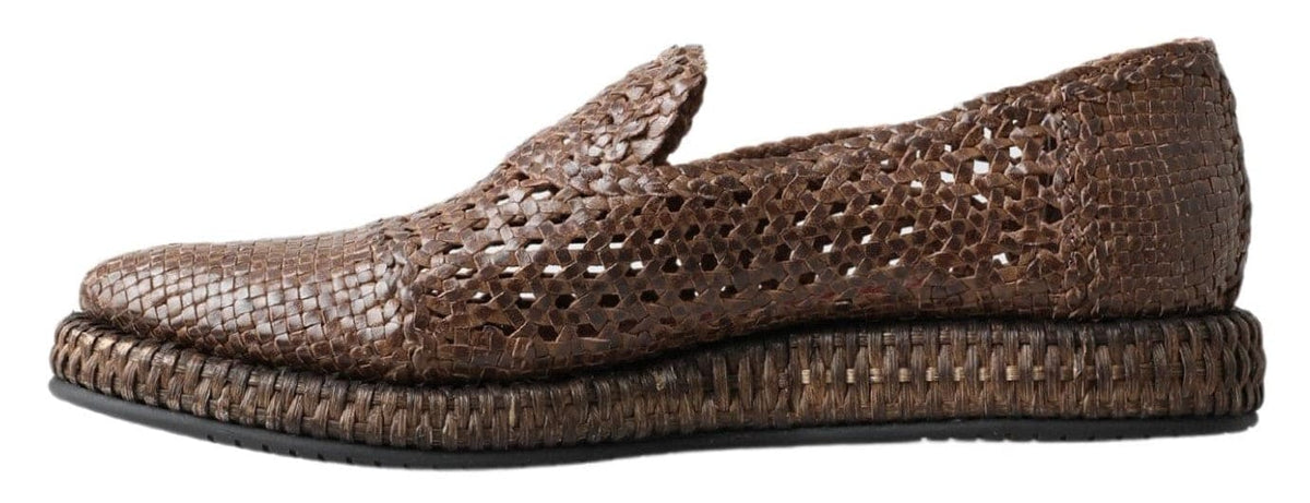 Mocassins élégants en cuir Dolce &amp; Gabbana en marron