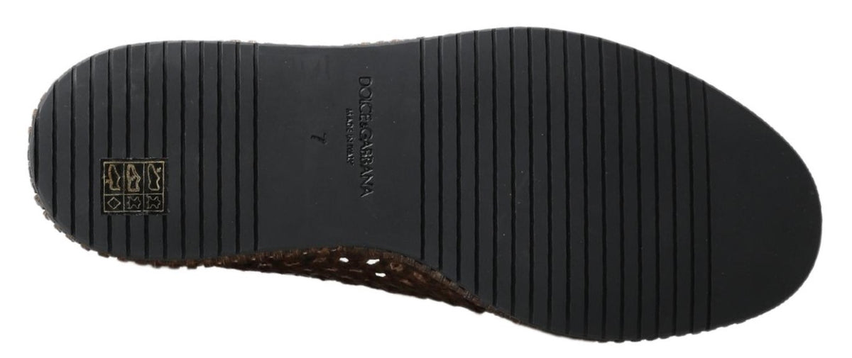 Mocassins élégants en cuir Dolce &amp; Gabbana en marron