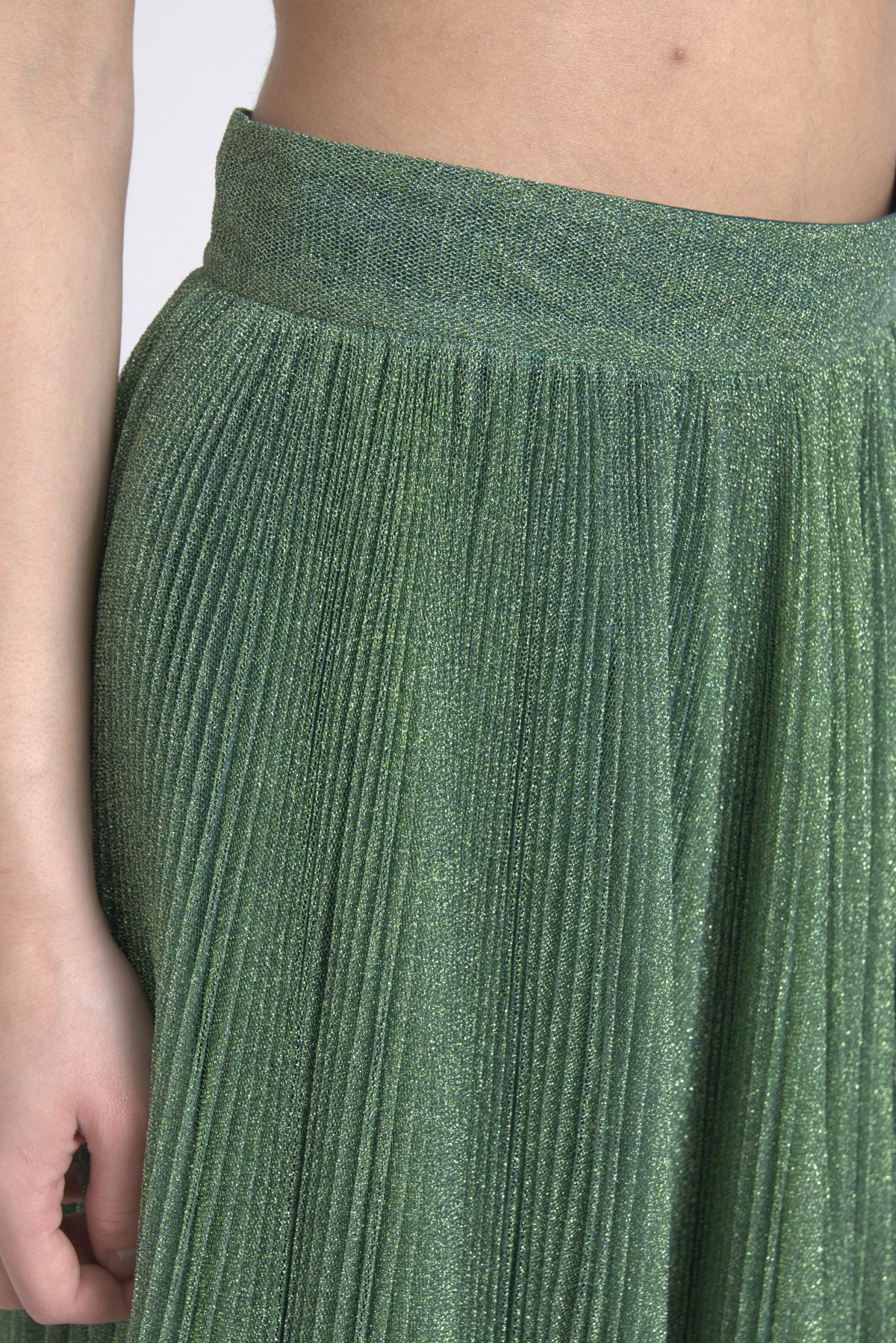 Jupe trapèze plissée vert métallisé de Dolce &amp; Gabbana