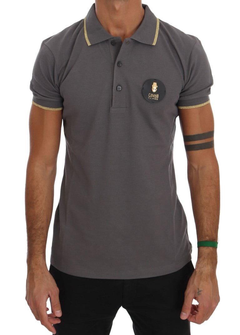 Polo élégant en coton gris Roberto Cavalli