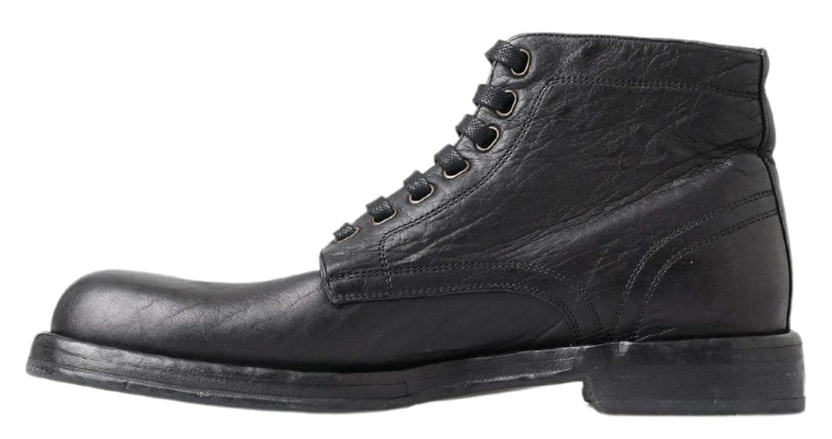 Bottines à lacets en cuir noir Dolce &amp; Gabbana Equisite