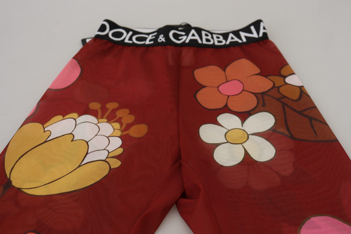 Legging taille haute à imprimé floral rouge Dolce &amp; Gabbana