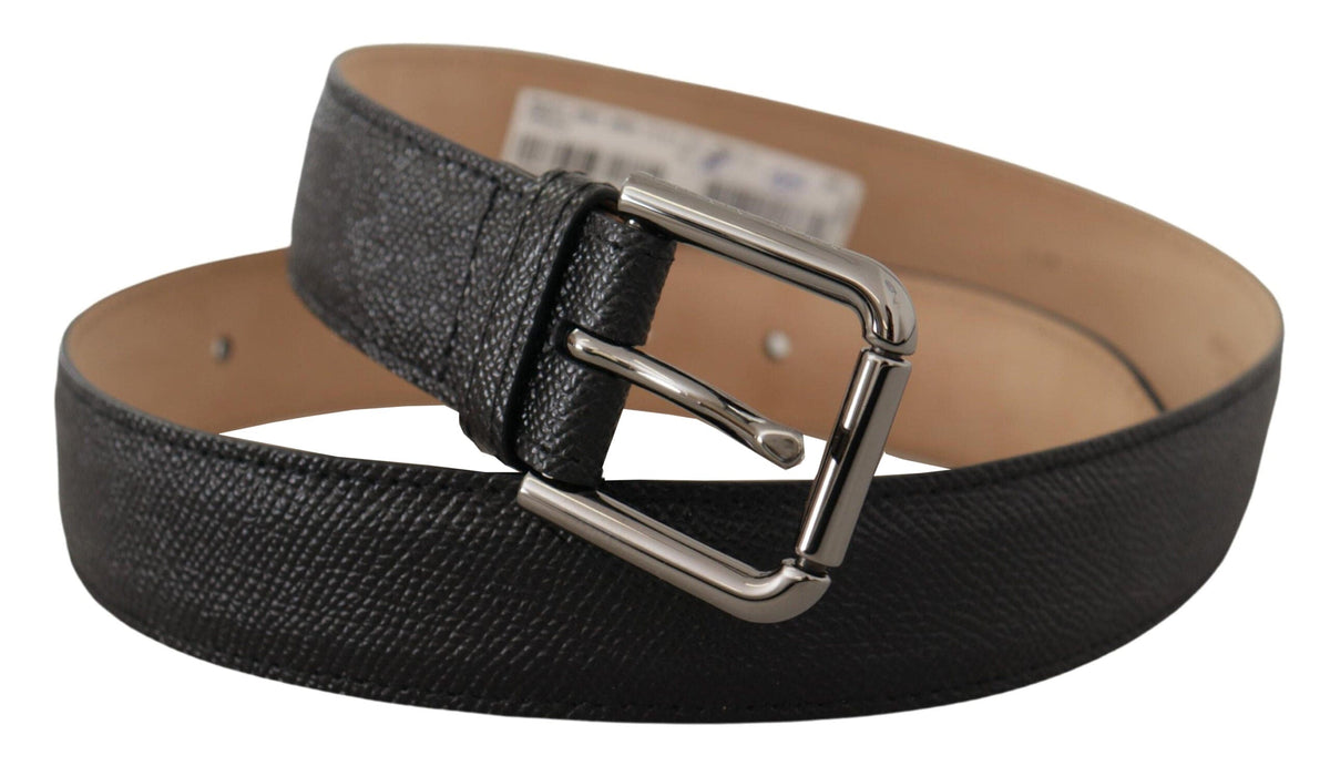 Ceinture élégante en cuir noir Dolce &amp; Gabbana avec boucle en métal