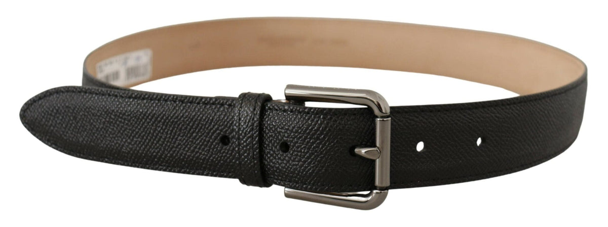 Ceinture élégante en cuir noir Dolce &amp; Gabbana avec boucle en métal