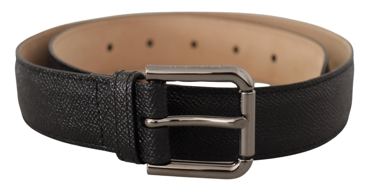 Ceinture élégante en cuir noir Dolce &amp; Gabbana avec boucle en métal