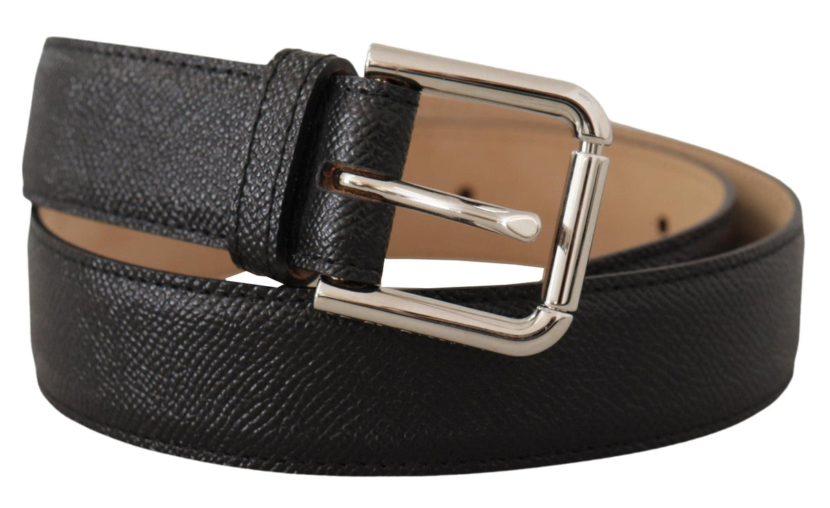 Ceinture élégante en cuir authentique noir Dolce &amp; Gabbana