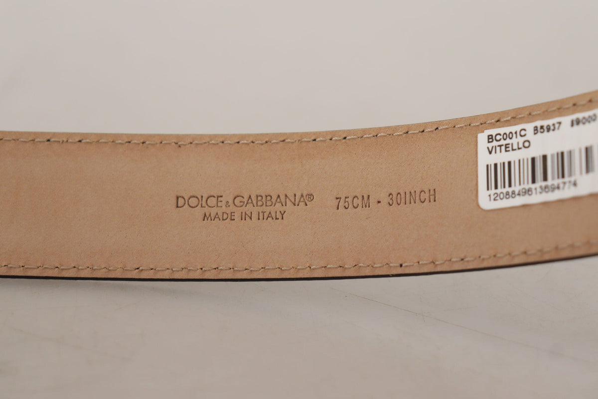 Ceinture élégante en cuir authentique noir Dolce &amp; Gabbana