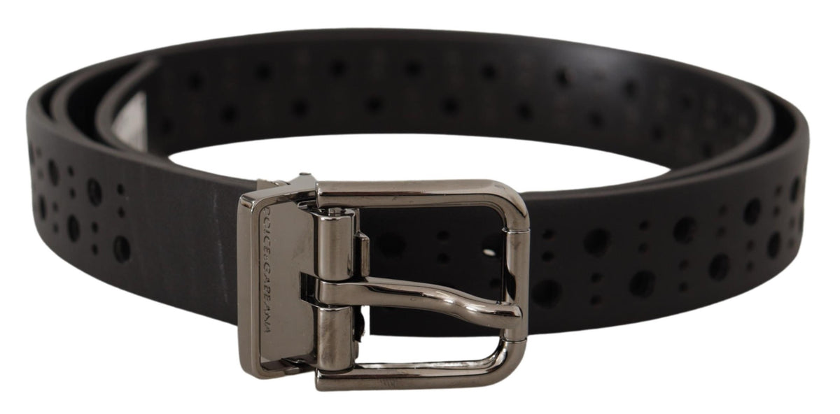 Ceinture élégante en cuir noir Dolce &amp; Gabbana avec boucle en métal