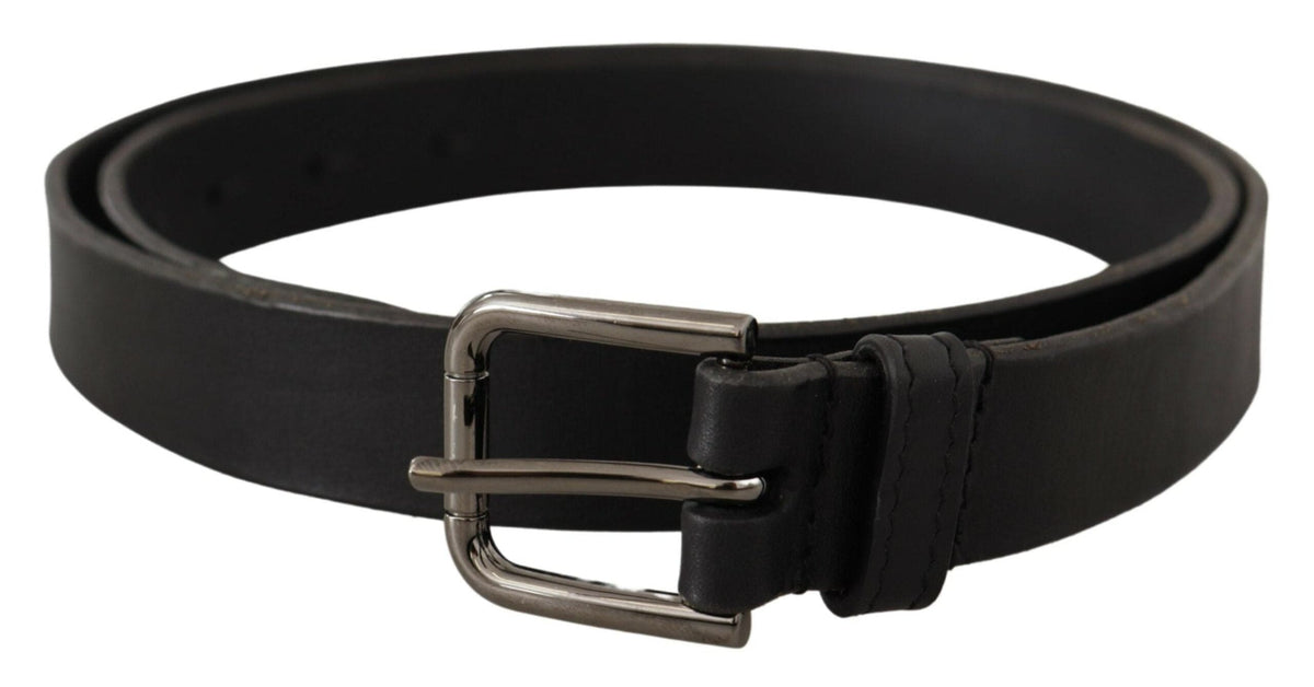 Ceinture élégante en cuir noir Dolce &amp; Gabbana avec boucle en métal